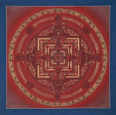 Kalachakra Mandala With A Red Background | Wheel of Time | Mandala Painting